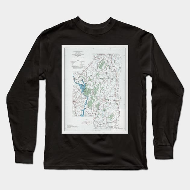 Old Uwharrie National Forest Map (1970) Vintage North Carolina Woodland Reserve Atlas Long Sleeve T-Shirt by Bravuramedia